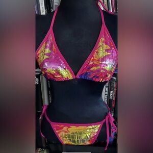 Vibrant Pink and Gold Bikini Set